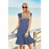Sosandar Blue Fleck V Neck Sleeveless Tiered Fit And Flare Jersey Dress