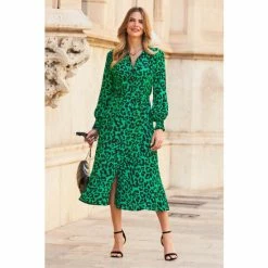 Sosandar Print Printed Shirred Cuff Midi Dress 4 Sosandar Print Printed Shirred Cuff Midi Dress -Sosandar unnamed file 1026
