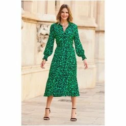 Sosandar Print Printed Shirred Cuff Midi Dress 5 Sosandar Print Printed Shirred Cuff Midi Dress -Sosandar unnamed file 1027