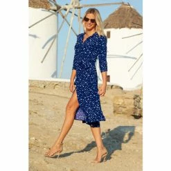 Sosandar Blue Confetti Print Shirt Dress -Sosandar unnamed file 1039