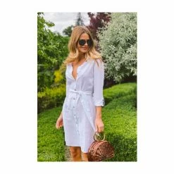Sosandar White Linen Shirt Dress -Sosandar unnamed file 1066