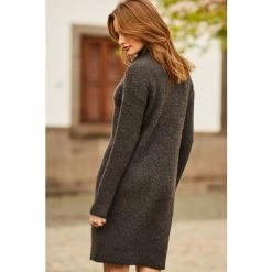 Sosandar Grey Half Zip Knitted Dress -Sosandar unnamed file 1089