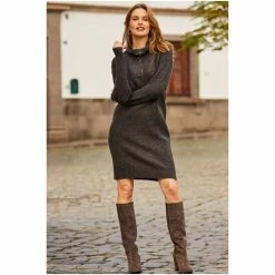 Sosandar Grey Half Zip Knitted Dress -Sosandar unnamed file 1090
