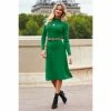 Sosandar Green Fit & Flare Knitted Midi Dress