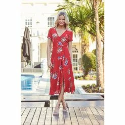 Sosandar Red Split Front Maxi Dress -Sosandar unnamed file 1155