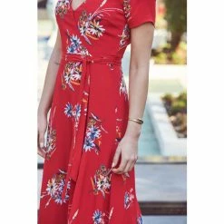 Sosandar Red Split Front Maxi Dress -Sosandar unnamed file 1156