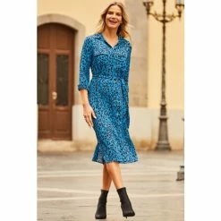 Sosandar Blue Animal Print Belted Shirt Dress -Sosandar unnamed file 1161