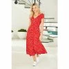 Sosandar Red Spot Print Short Sleeve Jersey Midi Dress