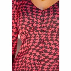 Sosandar Black Houndstooth Button Midi Dress -Sosandar unnamed file 1207