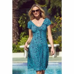 Sosandar Animal Print Ruched Front Fit And Flare Dress