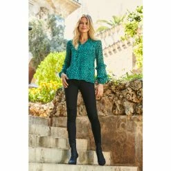 Sosandar Blue Animal Ruffle Sleeve Top -Sosandar unnamed file 1312