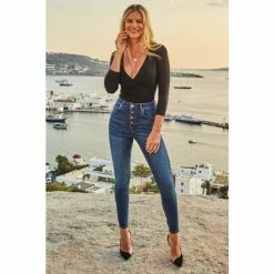 Sosandar Black Faux Wrap Jersey Top -Sosandar unnamed file 1332