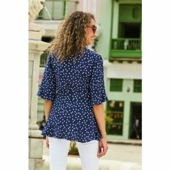 Sosandar Blue Wrap Top -Sosandar unnamed file 1418