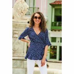 Sosandar Blue Wrap Top -Sosandar unnamed file 1419