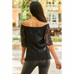 Sosandar Black Lace Bardot Top 2 Sosandar Black Lace Bardot Top -Sosandar unnamed file 1455