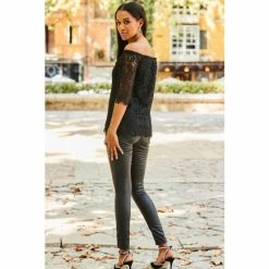 Sosandar Black Lace Bardot Top 3 Sosandar Black Lace Bardot Top -Sosandar unnamed file 1456