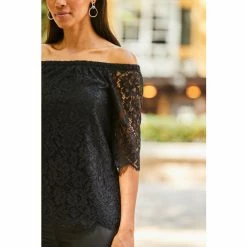 Sosandar Black Lace Bardot Top 4 Sosandar Black Lace Bardot Top -Sosandar unnamed file 1457