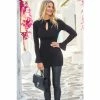 Sosandar Black Keyhole Jersey Top With Bell Sleeves