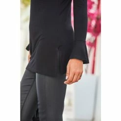 Sosandar Black Keyhole Jersey Top With Bell Sleeves -Sosandar unnamed file 1462