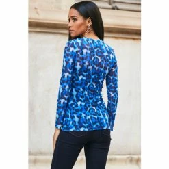 Sosandar Print Jersey Mesh Top -Sosandar unnamed file 1488