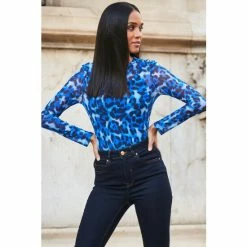 Sosandar Print Jersey Mesh Top -Sosandar unnamed file 1490