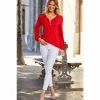 Sosandar Red Zip Front Long Sleeve Jersey Top