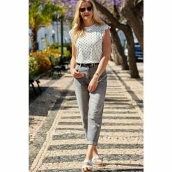 Sosandar White Spot Print Ruffle Sleeve Top 2 Sosandar White Spot Print Ruffle Sleeve Top -Sosandar unnamed file 1531