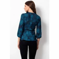 Sosandar Blue Animal Print Fit & Flare Top -Sosandar unnamed file 1537