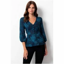 Sosandar Blue Animal Print Fit & Flare Top -Sosandar unnamed file 1539