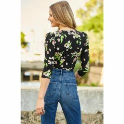 Sosandar Black Print Mock Wrap Top 2 Sosandar Black Print Mock Wrap Top -Sosandar unnamed file 1589