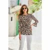 Sosandar Brown Leopard Print Twist Front Fluted Sleeve Top