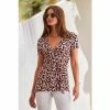 Sosandar Pink Animal Wrap Short Sleeve Top