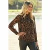 Sosandar Brown Animal High Neck Print Blouse