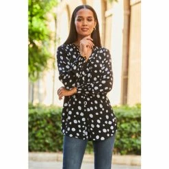 Sosandar Black Tie Neck Blouse -Sosandar unnamed file 1664