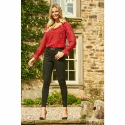 Sosandar Red Leopard Print Ruffle Detail Blouse -Sosandar unnamed file 1669