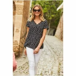 Sosandar Black Spot Lace Trim Shell Top -Sosandar unnamed file 1685
