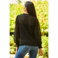 Sosandar Black Tie Neck Blouse -Sosandar unnamed file 1720