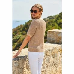 Sosandar Pink Open Stitch Knitted Top -Sosandar unnamed file 1736