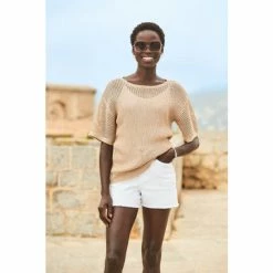 Sosandar Pink Open Stitch Knitted Top -Sosandar unnamed file 1738