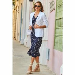 Sosandar Blue Spot Print Jersey Midi Dress -Sosandar unnamed file 174