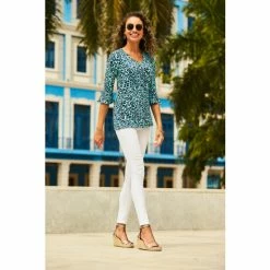 Sosandar Blue Animal Print Fluted Sleeve Top -Sosandar unnamed file 1748