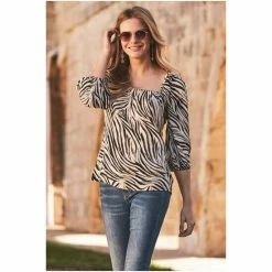 Sosandar Black Zebra Print Square Neckline Top -Sosandar unnamed file 1760