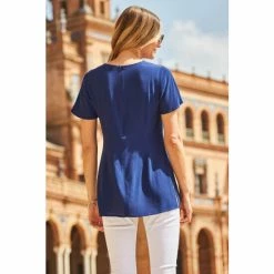 Sosandar Blue Keyhole Detail Tunic Top -Sosandar unnamed file 1793