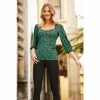 Sosandar Black Heart Print Sweetheart Neckline Top