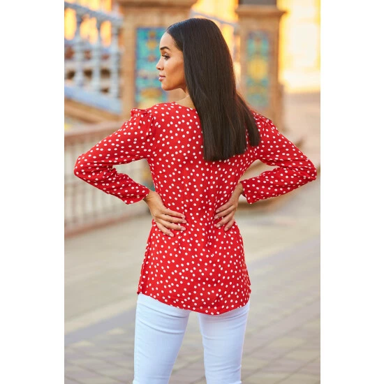 unnamed-file-1837.jpg Sosandar Red Spot Print Ruched Front Top -Sosandar unnamed file 1837