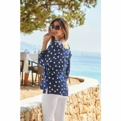 Sosandar Blue Spot Print Square Neckline Top -Sosandar unnamed file 1854
