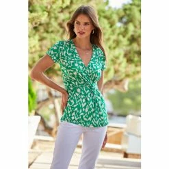 Sosandar Green Aztec Knot Side Top