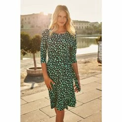 Sosandar Black Animal Print Ruffle Hem Belted Dress -Sosandar unnamed file 189