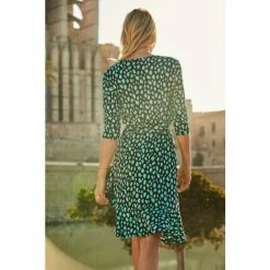 Sosandar Black Animal Print Ruffle Hem Belted Dress -Sosandar unnamed file 190