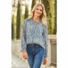 Sosandar Blue Spot Print Tie Neck Blouse